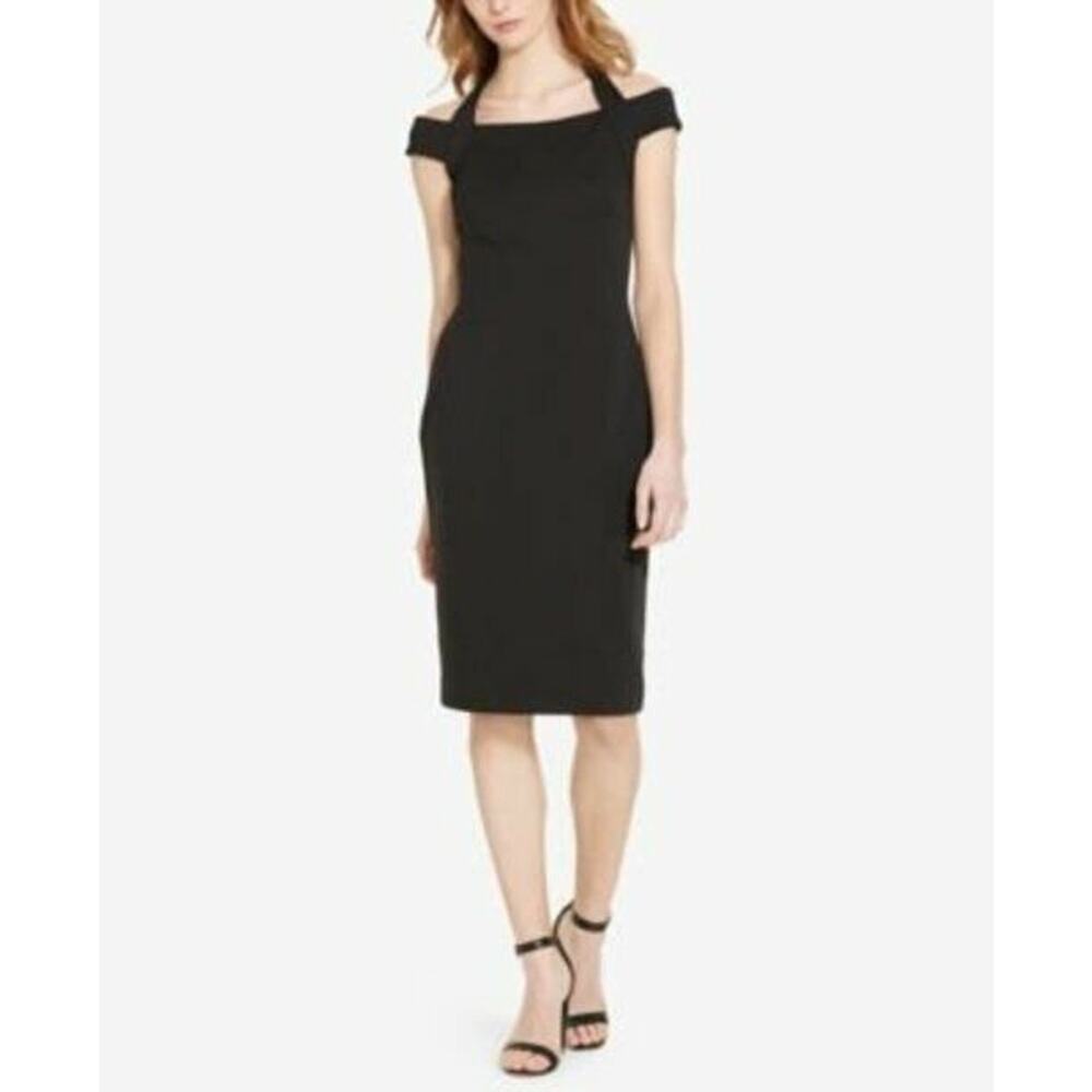 $165 LAUREN Ralph Lauren Black Off Shoulder Bernecello Halter Dress 6P NWT